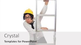  Presentation with funny construction - Presentation theme having construction worker in funny concept on white background and a light gray colored foreground