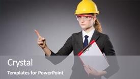  Presentation with construction management - Slide deck with construction worker in helmet background and a  colored foreground