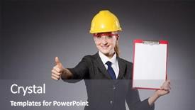  Presentation with construction management - Theme enhanced with construction worker in helmet background and a  colored foreground