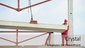  Presentation with construction equipment - PPT layouts having construction worker in safety protective background and a coral colored foreground