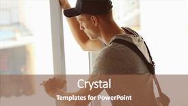  Presentation with house window - Audience pleasing slides consisting of construction worker installing window backdrop and a tawny brown colored foreground