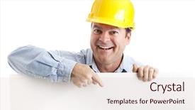  Presentation with carpenter - Presentation having construction worker leaning background and a lemonade colored foreground