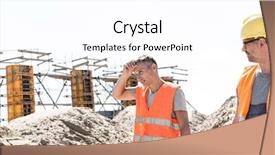  Presentation with safety construction worker in construction - Cool new slide set with construction worker looking at tired backdrop and a white colored foreground