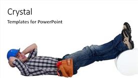 Presentation with construction worker harassment workplace - Presentation theme consisting of construction worker lying down background and a white colored foreground