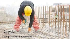  Presentation with building construction - Theme having construction worker making reinforcement background and a soft green colored foreground