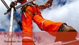  Presentation with scaffold - Colorful PPT theme enhanced with construction-worker-on-a-scaffold backdrop and a red colored foreground