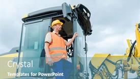  Presentation with done - Presentation consisting of construction-worker-on-excavator-planning background and a teal colored foreground