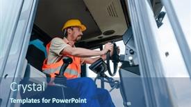  Presentation with done - Presentation theme enhanced with construction-worker-on-excavator-planning background and a ocean colored foreground