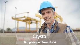  Presentation with industrial - Audience pleasing presentation consisting of construction worker on industrial sight backdrop and a  colored foreground
