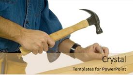  Presentation with construction worker harassment workplace - Beautiful presentation theme featuring construction worker or handy man backdrop and a coral colored foreground