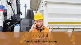  Presentation with construction site construction - Beautiful theme featuring construction-worker-or-site-manager backdrop and a gold colored foreground