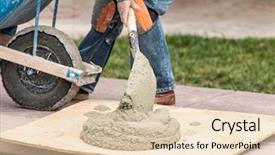  Presentation with cement - Beautiful presentation theme featuring construction worker placing wet cement backdrop and a lemonade colored foreground