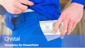  Presentation with money construction - PPT layouts consisting of construction worker pocketing money notes background and a cobalt blue colored foreground
