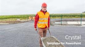  Presentation with concrete construction - Colorful presentation theme enhanced with construction-worker-pushes-concrete backdrop and a gray colored foreground