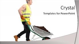  Presentation with worker - Colorful slides enhanced with construction worker pushing a wheelbarrow backdrop and a white colored foreground