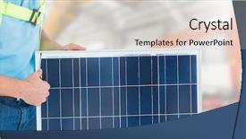  Presentation with solar panel - Beautiful theme featuring construction worker standing with solar backdrop and a lemonade colored foreground