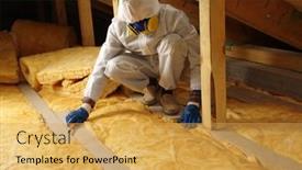  Presentation with glass construction - PPT theme consisting of construction-worker-thermally-insulating-house background and a yellow colored foreground