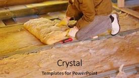  Presentation with glass construction - Audience pleasing PPT layouts consisting of construction worker thermally insulating house backdrop and a coral colored foreground