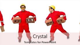  Presentation with white bricks - PPT layouts featuring construction worker with clay bricks background and a  colored foreground