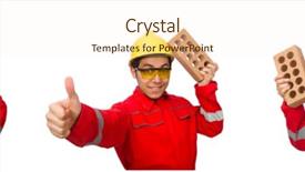  Presentation with white bricks - Presentation design consisting of construction worker with clay bricks background and a  colored foreground