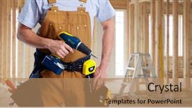  Presentation with drill - Amazing slide set having construction-worker-with-drill backdrop and a coral colored foreground