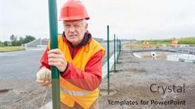  Presentation with guideline - Audience pleasing slides consisting of construction-worker-with-guideline backdrop and a coral colored foreground