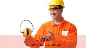  Presentation with safety construction worker in construction - Slides having construction worker with noise cancelling background and a red colored foreground