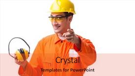  Presentation with noise - Slide deck with construction worker with noise cancelling background and a red colored foreground