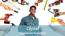  Presentation with construction tools - Audience pleasing slides consisting of construction worker with tools isolated backdrop and a teal colored foreground