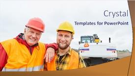  Presentation with road construction - Colorful presentation theme enhanced with construction-workers-as-colleagues backdrop and a sky blue colored foreground