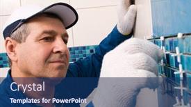  Presentation with construction work - Colorful PPT layouts enhanced with construction-workers-at-work backdrop and a ocean colored foreground