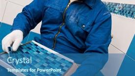  Presentation with construction work - Audience pleasing theme consisting of construction-workers-at-work backdrop and a ocean colored foreground