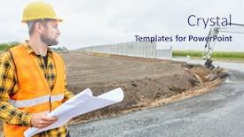  Presentation with road construction - Presentation featuring construction-workers-in-road-construction background and a sky blue colored foreground