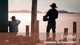  Presentation with industrial engineering silhouette construction - Amazing presentation theme having construction workers silhouettes in nam backdrop and a tawny brown colored foreground