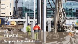  Presentation with machinery - Presentation theme with construction workers with heavy ground background and a gray colored foreground