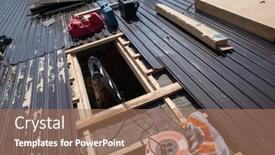  Presentation with building construction - Slide set consisting of construction-workers-working-on-new background and a coral colored foreground