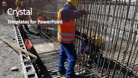  Presentation with concrete construction - PPT theme featuring construction background and a tawny brown colored foreground