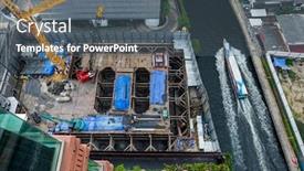  Presentation with bangkok - Slide deck with constrution-site-in-the-city background and a gray colored foreground