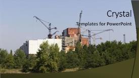  Presentation with nuclear reactor - Presentation theme consisting of constuction plant of nuclear reactor background and a light blue colored foreground
