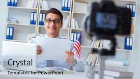  Presentation with notepad blank lined paper - Beautiful slides featuring commerce stream - businessman doing webcast with blank backdrop and a lemonade colored foreground