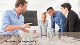  Presentation with conference table - Amazing presentation design having consultant-and-young-start-up backdrop and a mint green colored foreground