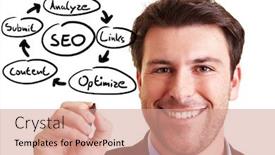  Presentation with search engine - Slide deck featuring consultant-explaining-search-engine-optimization background and a coral colored foreground