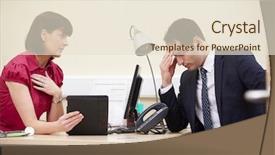  Presentation with test - Presentation theme consisting of consultant showing patient test results background and a  colored foreground