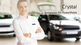  Presentation with car sales - Slide set enhanced with consultant working in car showroom background and a lemonade colored foreground