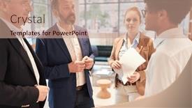  Presentation with consulting - Presentation design enhanced with consultants-and-business-start-up background and a coral colored foreground