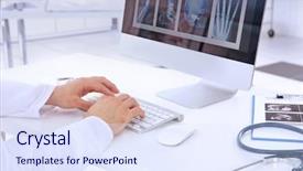  Presentation with gynecology - Slides featuring consultation doctor working on computer background and a sky blue colored foreground