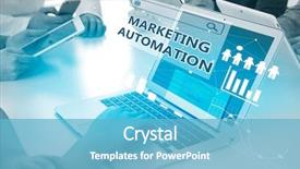  Presentation with automation - PPT theme enhanced with table concept of marketing automation background and a light blue colored foreground