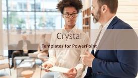  Presentation with consulting - Presentation theme having consulting-consultant-gives-young-business background and a soft green colored foreground