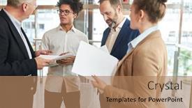  Presentation with team planning - PPT theme enhanced with consulting-consultants-discuss-project-planning background and a coral colored foreground