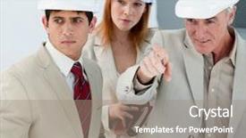  Presentation with building - Audience pleasing slide deck consisting of consulting engineering - engineers studying blueprints backdrop and a  colored foreground